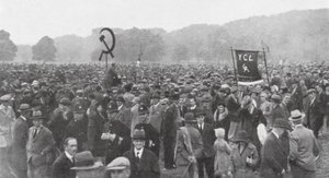 Kundgebung arbeitsloser Arbeiter im Hyde Park, London