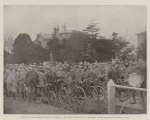 Rückgabe des Anker-Schildes am 23. März durch den Gewinner, Mr. A. E. Walters vom Polytechnic Cycling Club von English Photographer