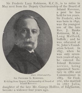 Sir Frederic L Robinson, Rücktritt vom stellvertretenden Vorsitz der Steuerbehörde von English Photographer