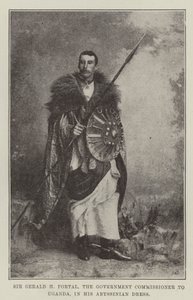 Sir Gerald H. Portal, der Regierungskommissar für Uganda, in seiner abessinischen Kleidung von English Photographer