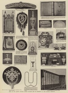 Einige der Diamantjubiläumsgeschenke der Königin, die jetzt im Imperial Institute ausgestellt sind von English Photographer