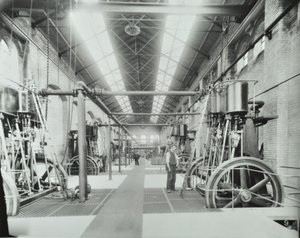 Southern Outfall Sewer, Crossness: Innenansicht des Maschinenhauses, 1894