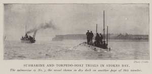 U-Boot- und Torpedoboot-Versuche in der Stokes Bay von English Photographer