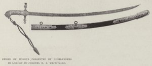 Ehren-Schwert, präsentiert von Highlandern in London an Oberst H. A. MacDonald von English Photographer
