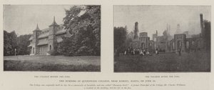 Der Brand des Queenwood College, nahe Romsey, Hants, am 10. Juni