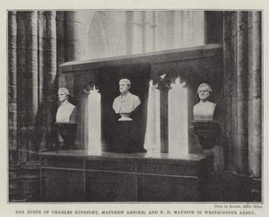 Die Büsten von Charles Kingsley, Matthew Arnold und F D Maurice in der Westminster Abbey von English Photographer