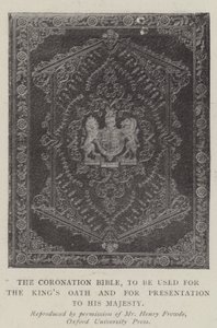 Die Krönungsbibel, die für den Eid des Königs und zur Übergabe an Seine Majestät verwendet wird von English Photographer