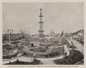 Der Ehrenhof und der Elektrische Turm bei der Kalifornien-Ausstellung am Tag