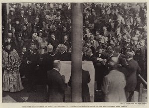Der Herzog und die Herzogin von York in Liverpool, legen den Grundstein des neuen Hauptpostamts