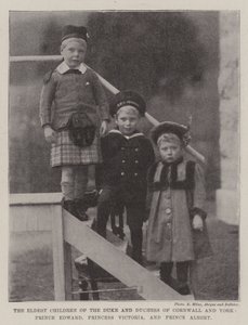 Die ältesten Kinder des Herzogs und der Herzogin von Cornwall und York, Prinz Edward, Prinzessin Victoria und Prinz Albert