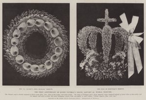 Der erste Jahrestag des Todes von Königin Victoria, 22. Januar, Blumengaben von English Photographer