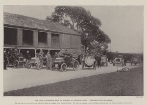 Das erste Autorennen in England bei Welbeck Abbey, Vorbereitung für den Start von English Photographer