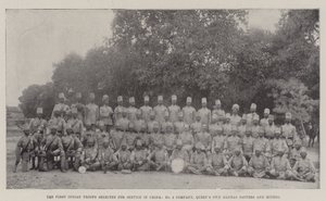 Die ersten indischen Truppen, die für den Dienst in China ausgewählt wurden, Nr. 3 Kompanie, Queens Own Madras Sappers und Miners von English Photographer