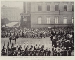 Der deutsche Kaiser überreicht Standarten an die neuen Bataillone der deutschen Armee in Berlin von English Photographer