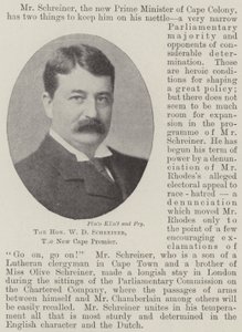 Der ehrenwerte W. D. Schreiner, der neue Premierminister des Kaps von English Photographer