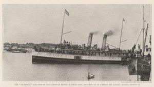 Die Islander, Flaggschiff der Canadian Pacific Alaskan Line, von einem Eisberg vor Juneau, Alaska, am 16. August zerstört von English Photographer