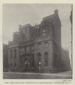 Das John Rylands Institut in Manchester, eröffnet am 6. Oktober von English Photographer