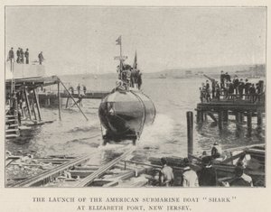 Der Stapellauf des amerikanischen U-Bootes Shark in Elizabeth Port, New Jersey