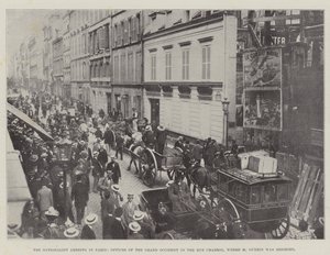 Die Verhaftungen der Nationalisten in Paris, Büros des Grand Occident in der Rue Chabrol, wo M. Guerin belagert wurde