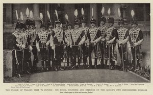 Der Besuch des Prinzen von Wales in Oxford, seine königliche Hoheit und Offiziere der Queens Own Oxfordshire Hussars