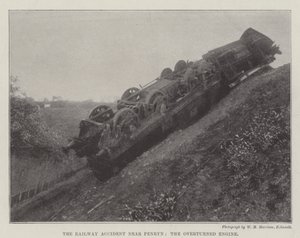 Der Eisenbahnunfall bei Penryn, die umgestürzte Lokomotive von English Photographer