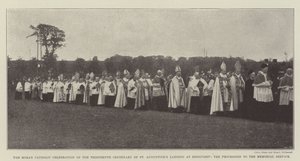Die römisch-katholische Feier des dreizehnten Jahrhunderts der Landung des heiligen Augustinus in Ebbsfleet, die Prozession zum Gedenkgottesdienst von English Photographer