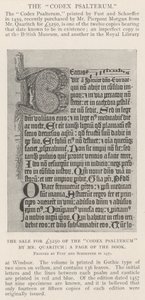 Der Verkauf des Codex Psalterum für £5250 durch Herrn Quaritch, eine Seite des Buches von English Photographer