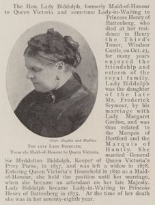 Die verstorbene Lady Biddulph, ehemals Ehrendame von Königin Victoria von English Photographer