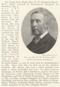Der verstorbene Mr. W. W. B. Beach, MP, Vater des Unterhauses von English Photographer