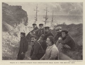 Wrack einer französischen Bark in der Nähe von Christchurch Head, Hants, die gerettete Besatzung
