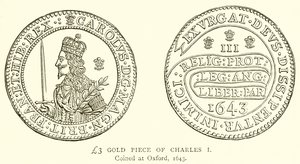 3-Pfund-Goldstück von Karl I von English School