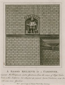 Ein Basso-Relief eines Gärtners von English School