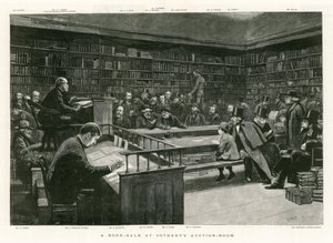 Ein Buchverkauf im Auktionsraum von Sothebys von English School