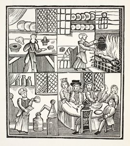 Eine Sammlung von Kochrezepten, Illustration aus Chap-books des achtzehnten Jahrhunderts von John Ashton, veröffentlicht 1882 von English School