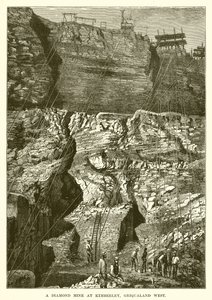 Eine Diamantenmine in Kimberley, Griqualand West von English School