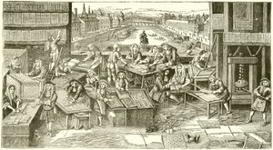 Eine französische Spielkartenfabrik zur Zeit von Ludwig XIV. von English School