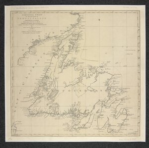 Allgemeine Karte der Insel Neufundland mit den Felsen und Tiefen, gezeichnet nach Vermessungen von James Cook und Michael Lane