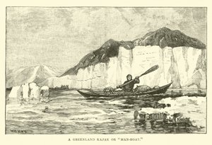 Ein grönländischer Kajak oder Mann-Boot von English School