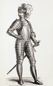 Ein Ritter in vollständiger Rüstung im 15. Jahrhundert