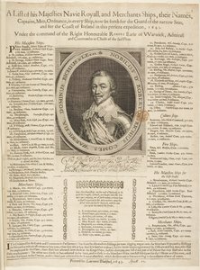 Eine Marine-Schiffliste mit Porträt des Earl of Warwick