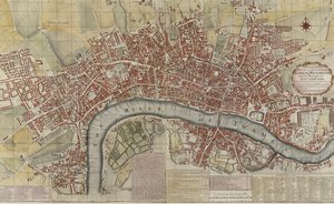 Ein neuer und genauer Plan der Städte London und Westminster und des Bezirks Southwark, 1725 von English School