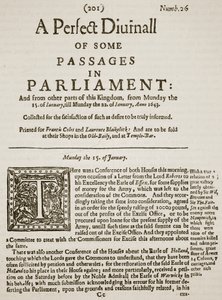 A Perfect Diurnall, Faksimile der Titelseite der Ausgabe 26, 1643, Illustration aus Cassells Illustrierter Geschichte Englands