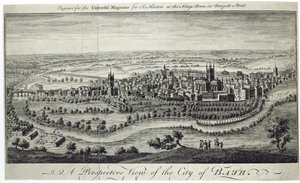 Eine perspektivische Ansicht der Stadt Bath, graviert für das Universal Magazine, ca. 1750 von English School