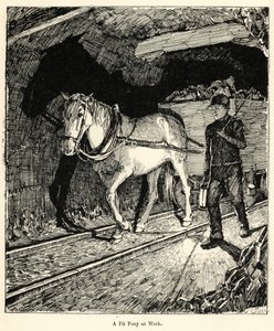 Ein Grubenpony bei der Arbeit (Gravur) von English School