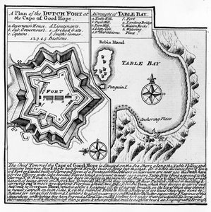 Ein Plan des niederländischen Forts am Kap der Guten Hoffnung und ein Entwurf der Tafelbucht