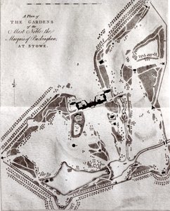 Ein Plan der Gärten des Höchst Edlen Marquis von Buckingham in Stowe, aus dem Besucherführer, veröffentlicht 1797