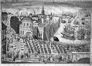 Aussicht auf die Stadt Havanna, eingenommen vom Earl of Albemarle und Sir George Pocock am 13. August 1762 von English School