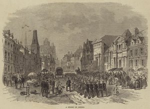 Eine Straße in Amiens (Stich) von English School