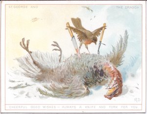 Ein viktorianischer Kalender der Jahreszeiten, der ein älteres Paar in mittelalterlicher Kleidung im Schnee und ein junges Paar ebenfalls in mittelalterlicher Kleidung an einem Frühlingstag zeigt, ca. 1879 von English School