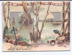 Eine viktorianische Grußkarte von Segelschiffen, gesehen durch einen Gaze-Bildschirm, ca. 1880